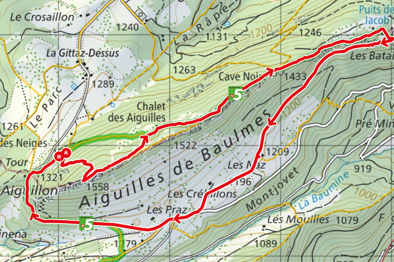 Randonnée - Tour des Aiguilles de Baulmes - Carte Randonnée - Tour des Aiguilles de Baulmes - Carte