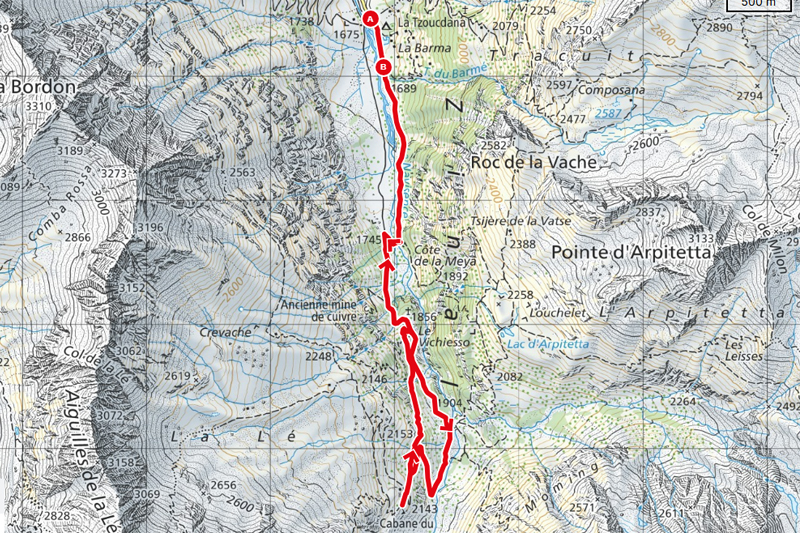 Randonnée - Zinal - Cabane du petit Mountet - Carte Randonnée - Zinal - Cabane du petit Mountet - Carte