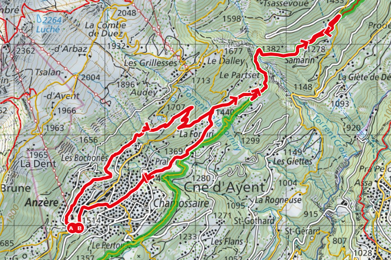 Randonnée - Bisse de Sion et bisse d’Ayent - Carte Randonnée - Bisse de Sion et bisse d’Ayent - Carte